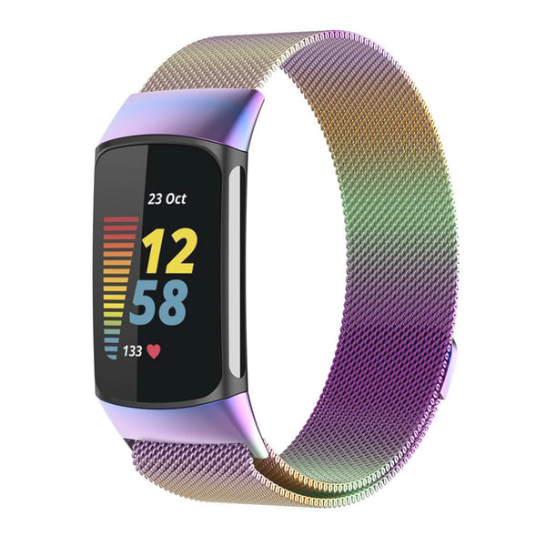 Fitbit charge 5 milanese band - regenboog
