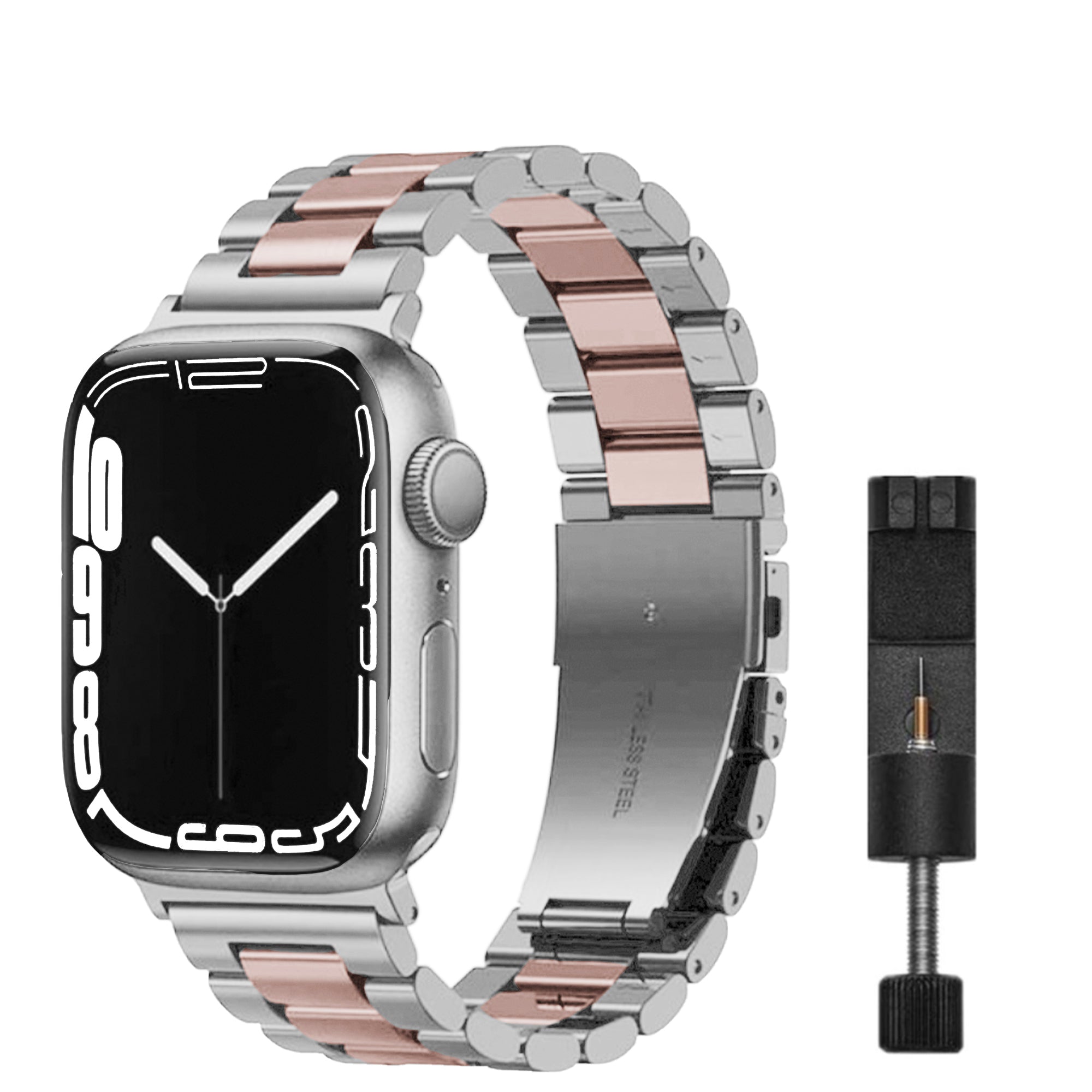 Apple Watch stalen schakel band - zilver rosé