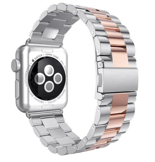 Apple Watch stalen schakel band - zilver rosé