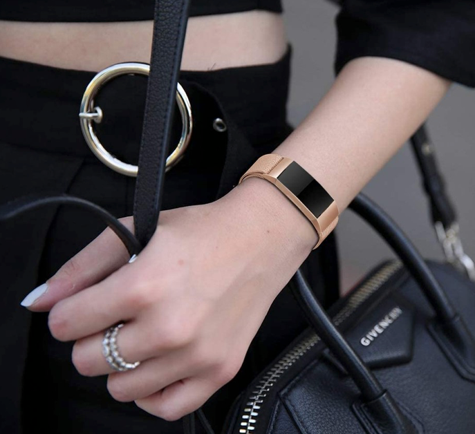Rose gold fitbit strap charge 3 discount