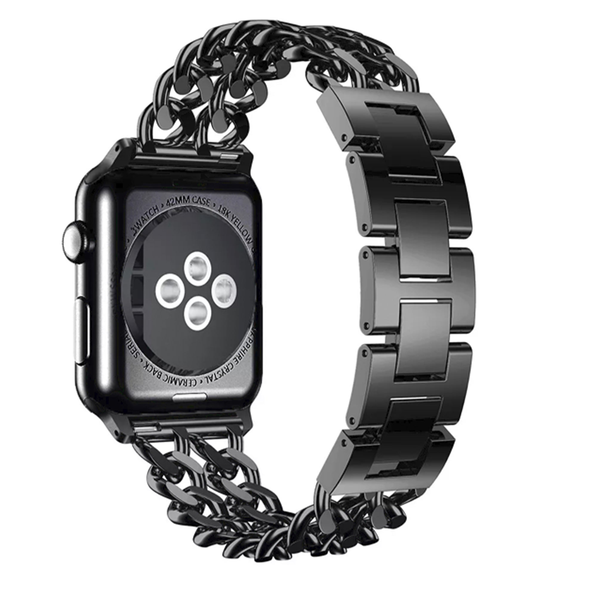 Doppeltes Kettengliederarmband für die Apple Watch – Schwarz