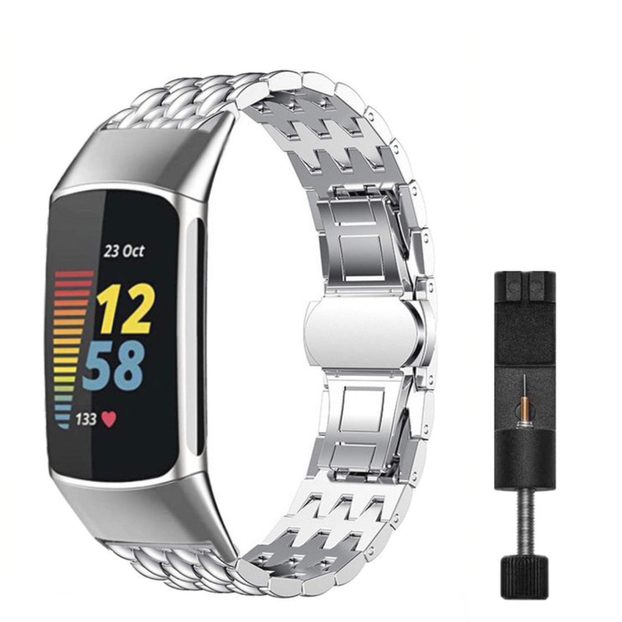 Fitbit charge 5/6 dragon strap - silver