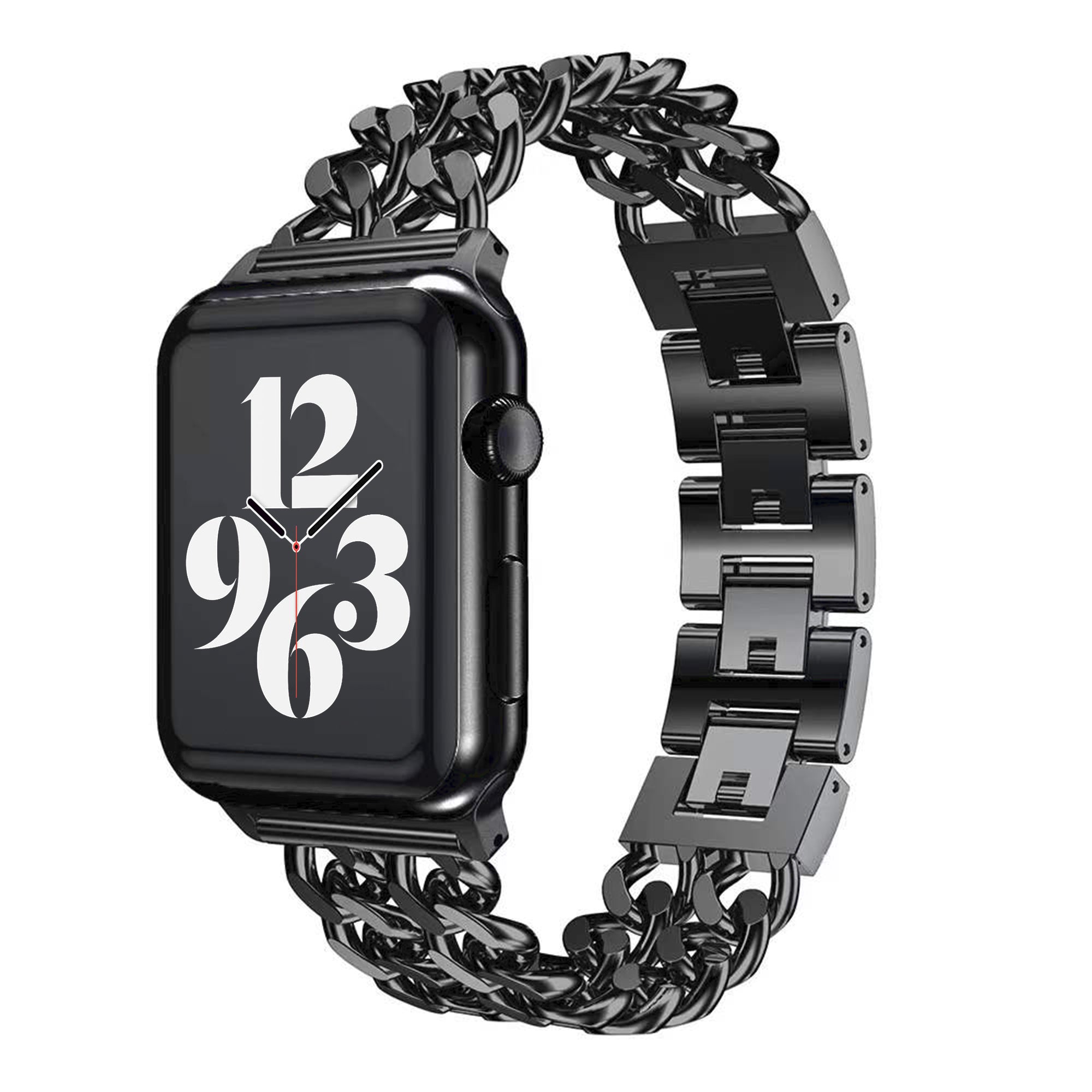 Doppeltes Kettengliederarmband für die Apple Watch – Schwarz