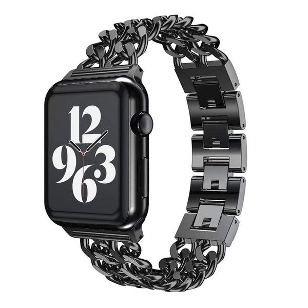 Apple Watch dubbel ketting schakel bandje - zwart