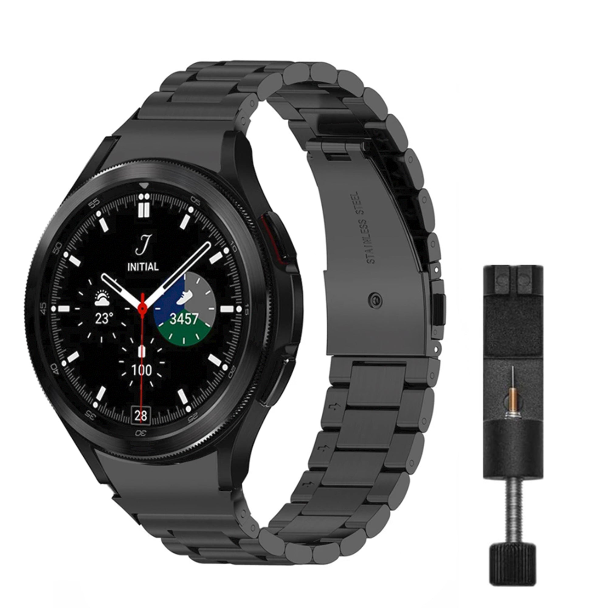 Samsung Galaxy Watch link strap for watch 4/5/5pro - black