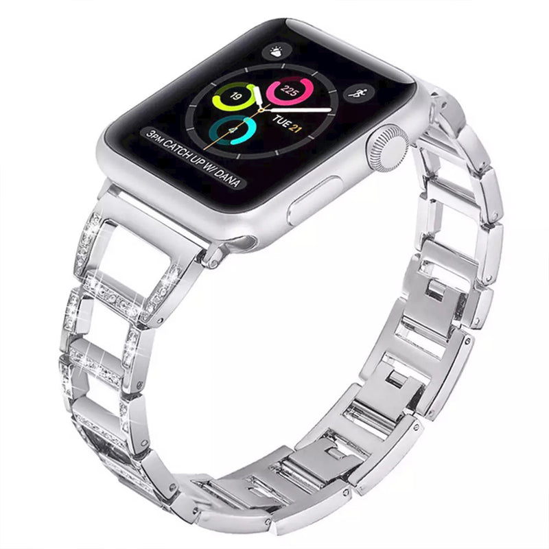 Apple Watch diamond open schakel bandje - zilver