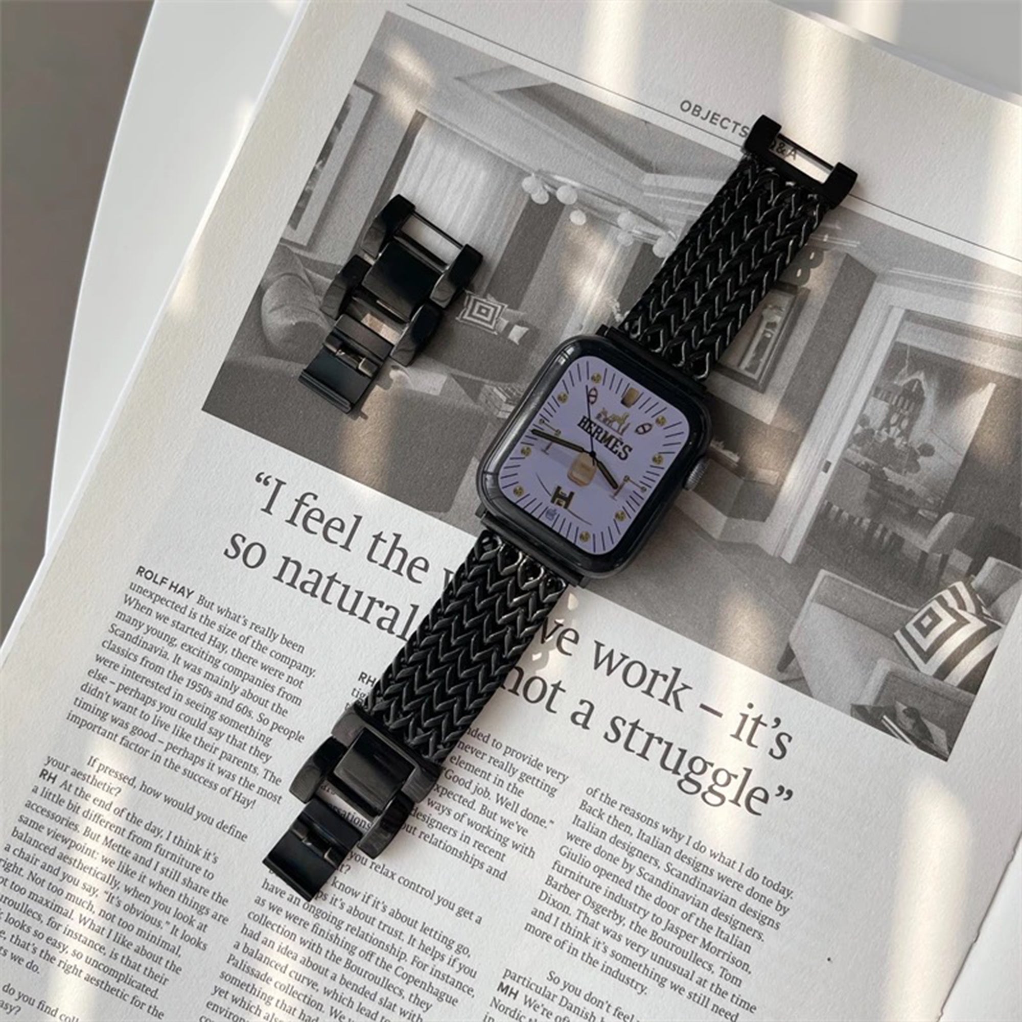 Apple Watch visgraat bandje - zwart