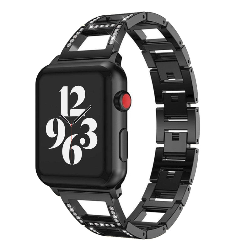 Apple Watch diamond open schakel bandje - zwart