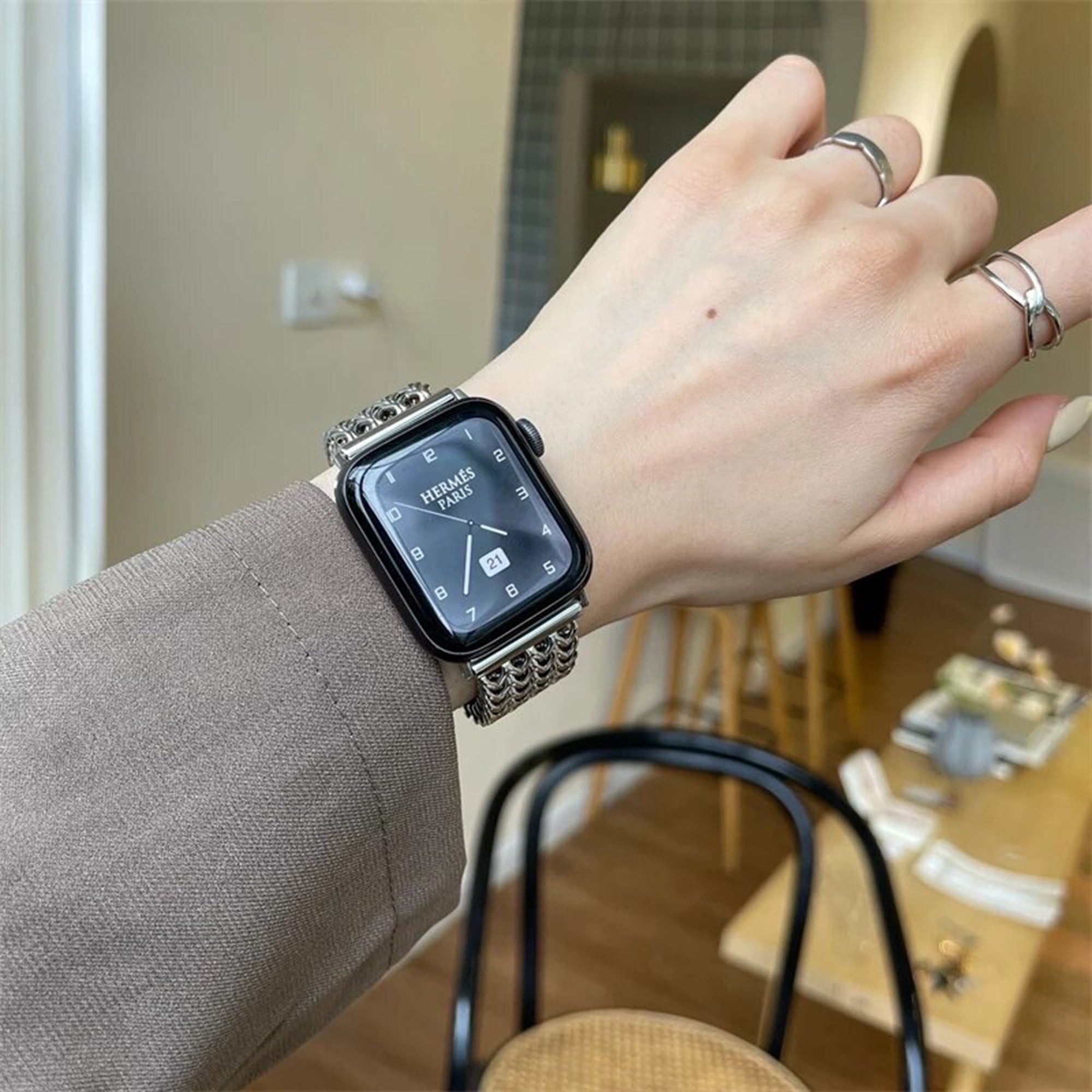 Apple Watch Fischgrätenarmband – Silber