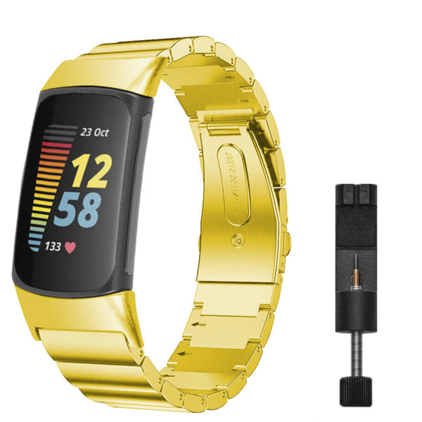 Fitbit charge 5 stalen schakelband - goud
