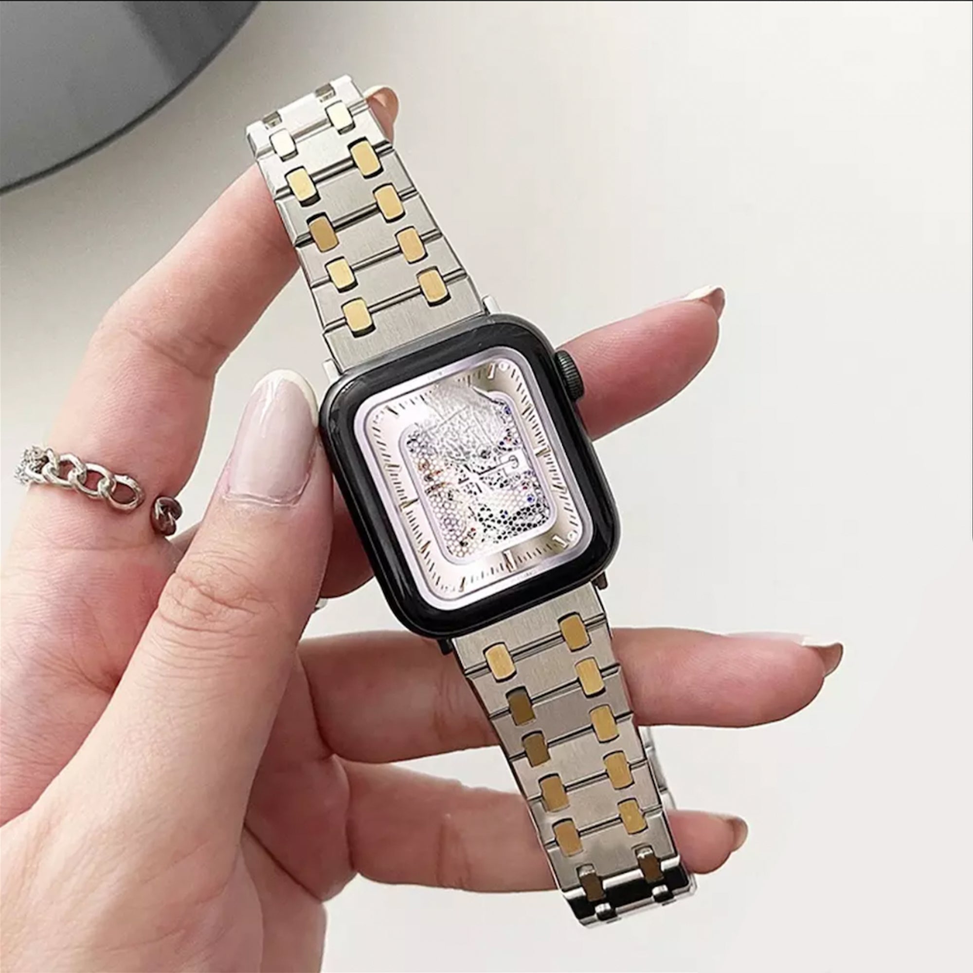 Von der Apple Watch AP inspiriertes Armband – Silbergold