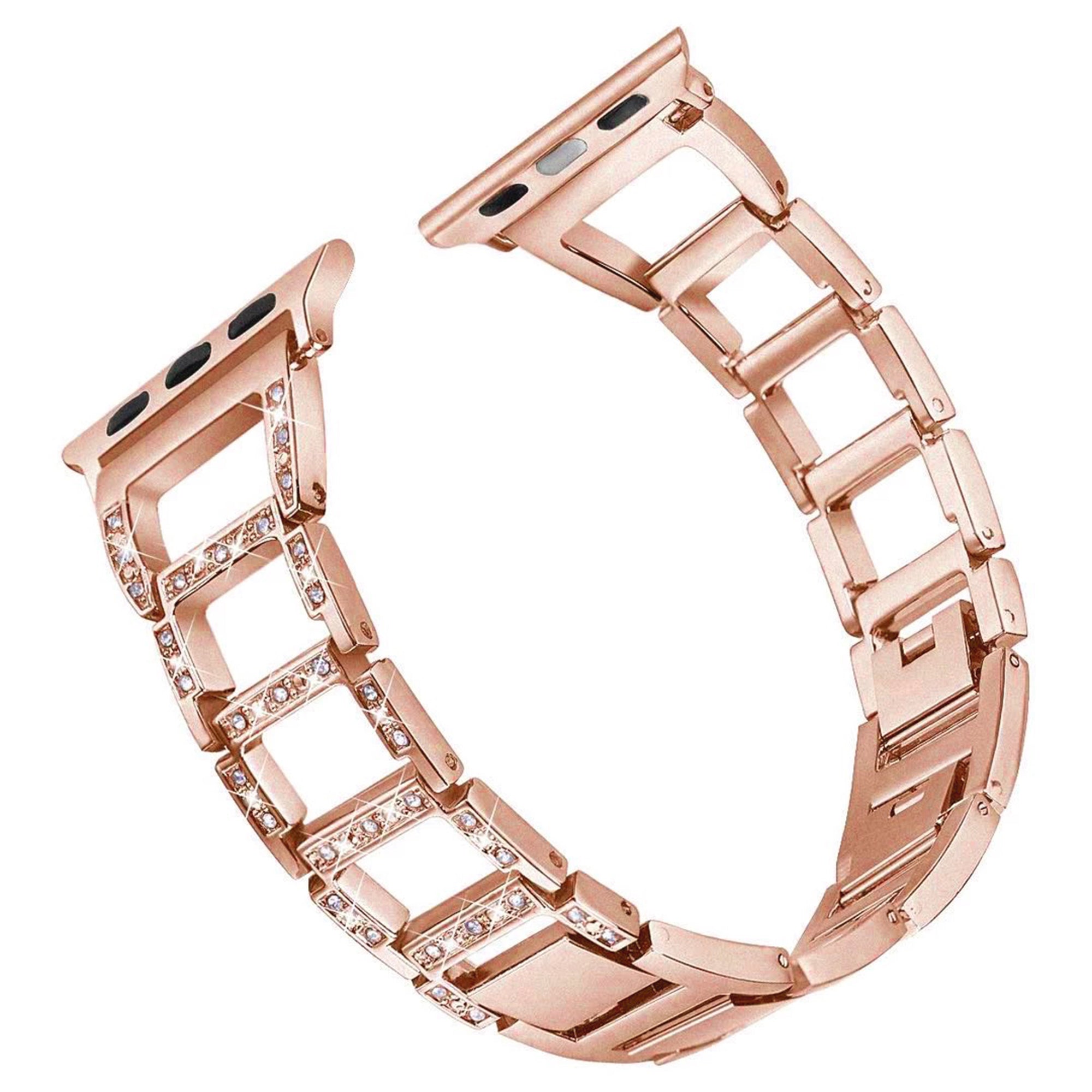 Offenes Gliederarmband der Apple Watch mit Diamanten – Rosé