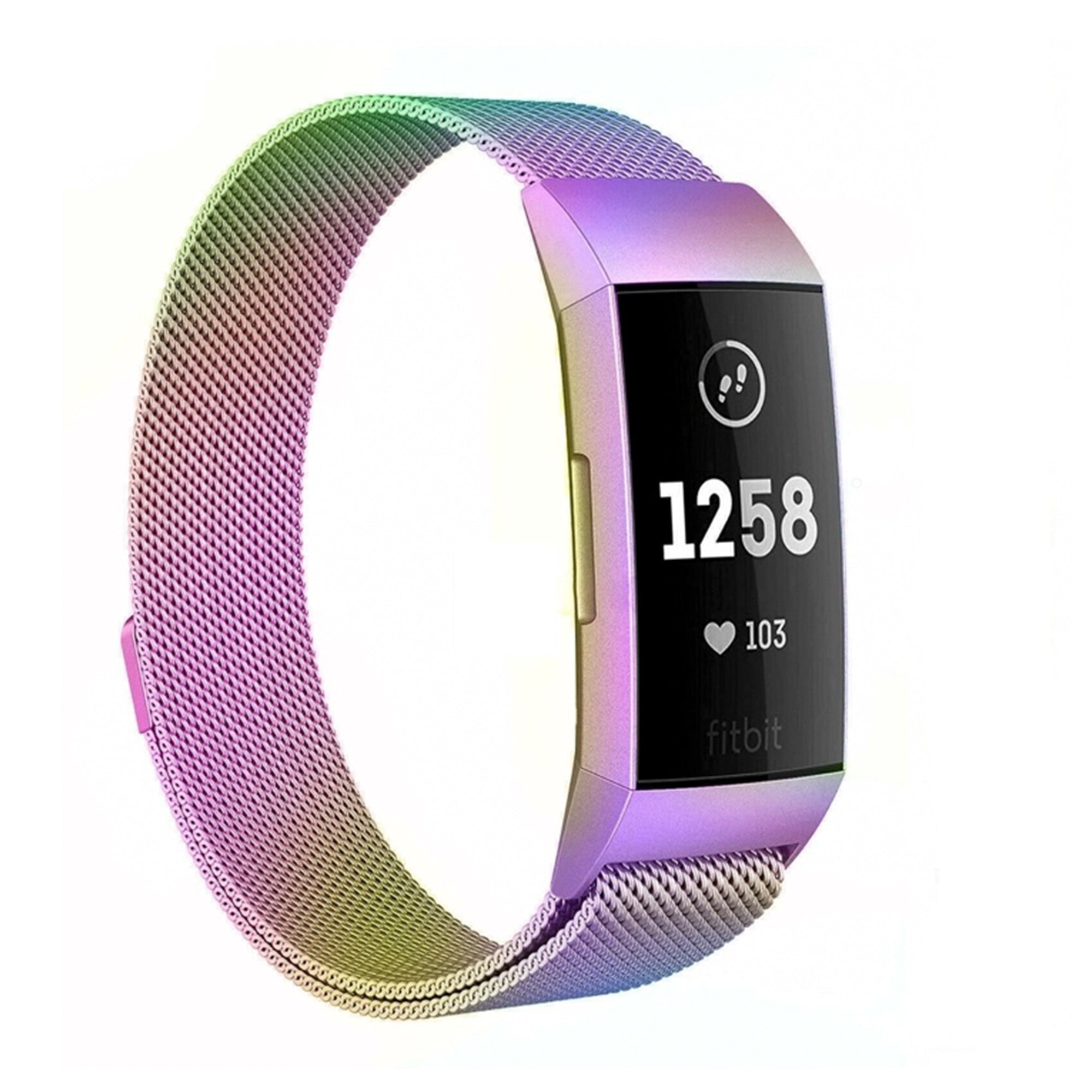 Fitbit charge 3/4 milanese band - regenboog