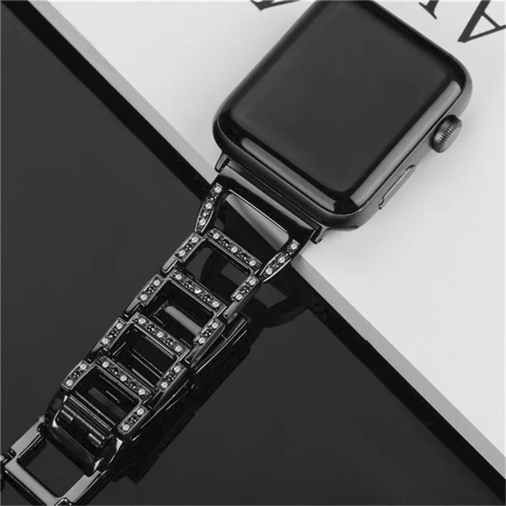 Apple Watch diamond open link strap - black