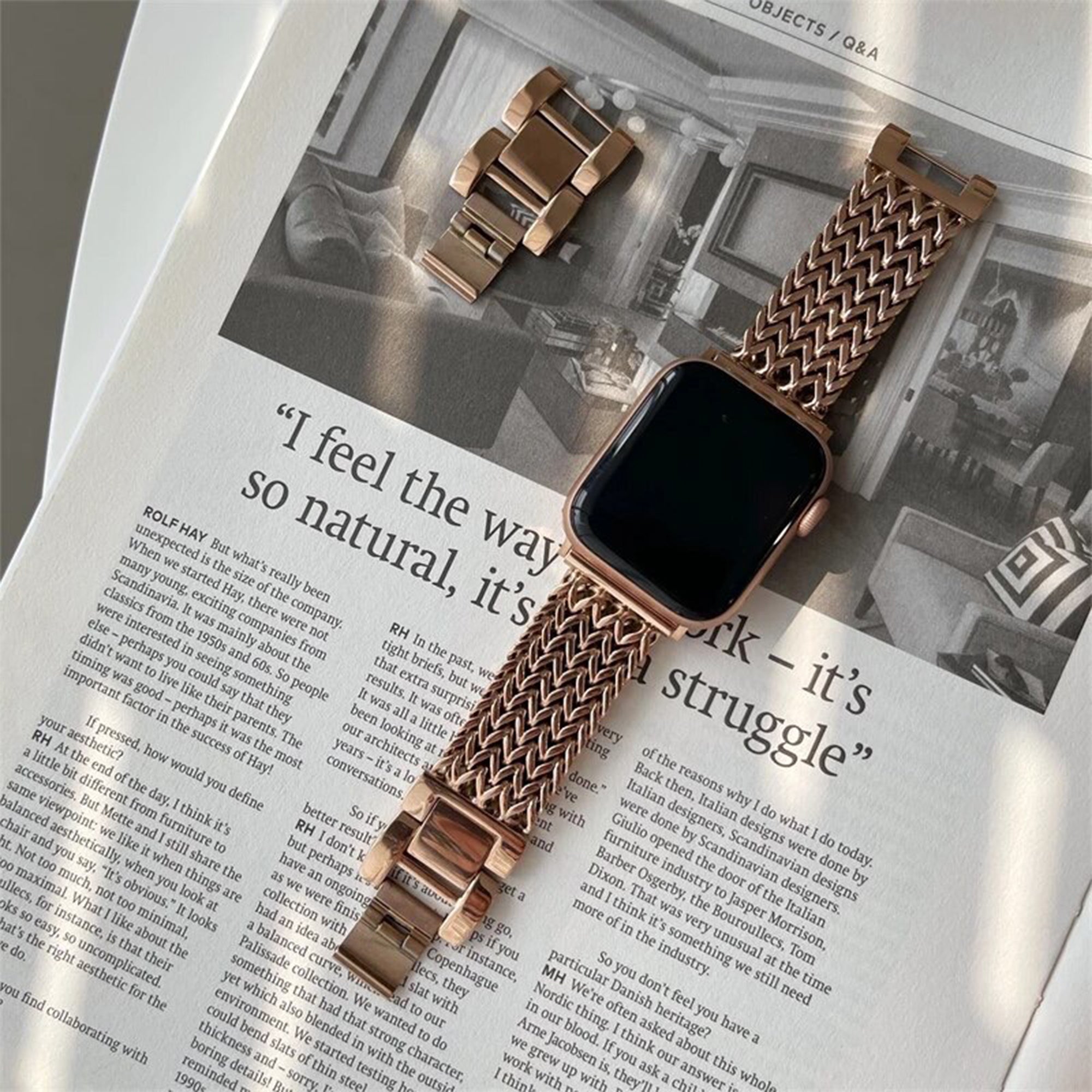 Apple Watch herringbone strap - rose