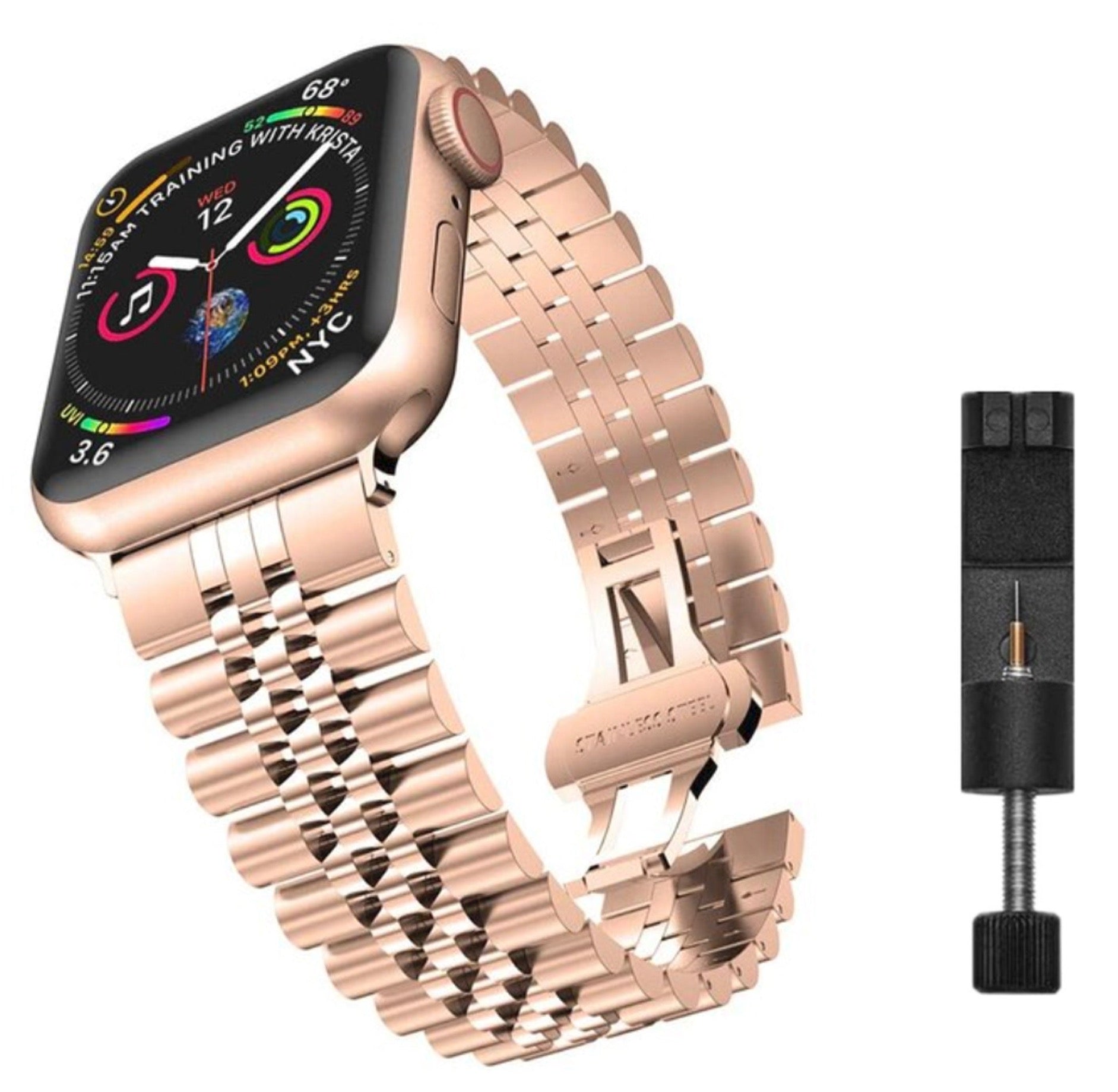 Apple Watch Stahl-Jubiläumsarmband – Rosé
