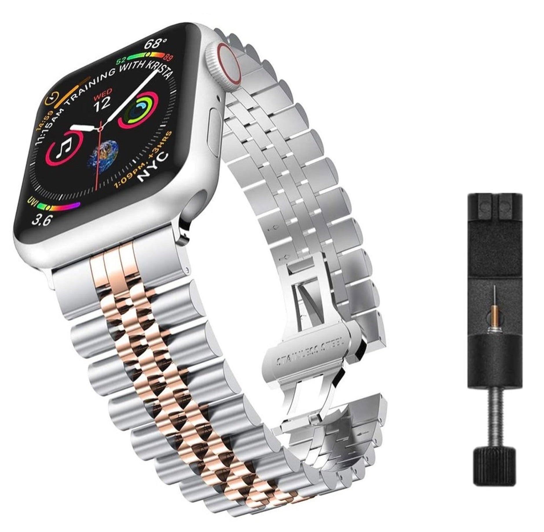 Apple Watch Stahl-Jubiläumsarmband – Silberrose