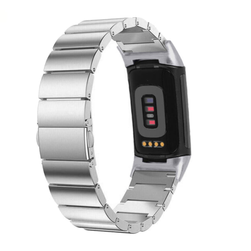 Fitbit charge 5/6 stalen schakelband - zilver