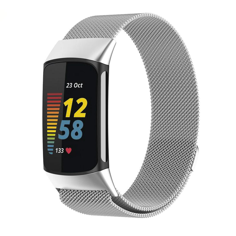 Fitbit charge 5/6 milanese band - zilver