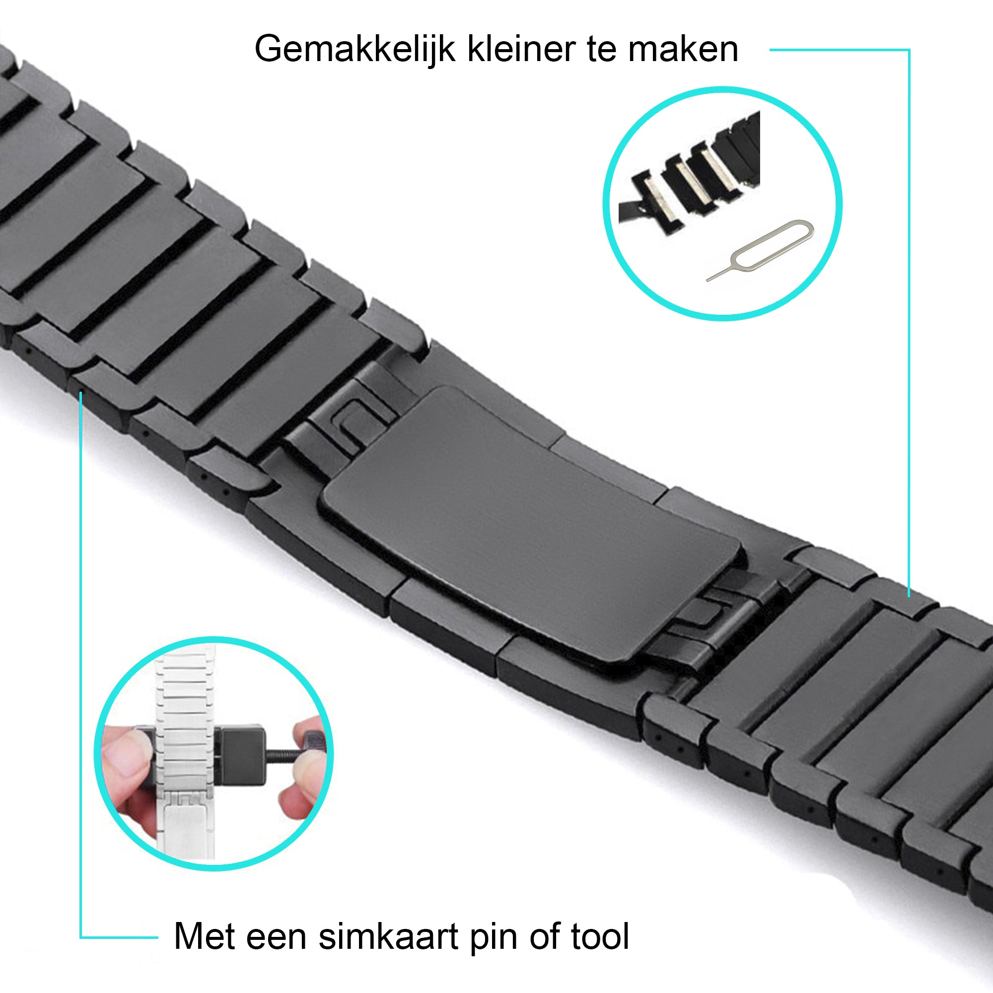 Apple Watch stalen schakel band - zwart