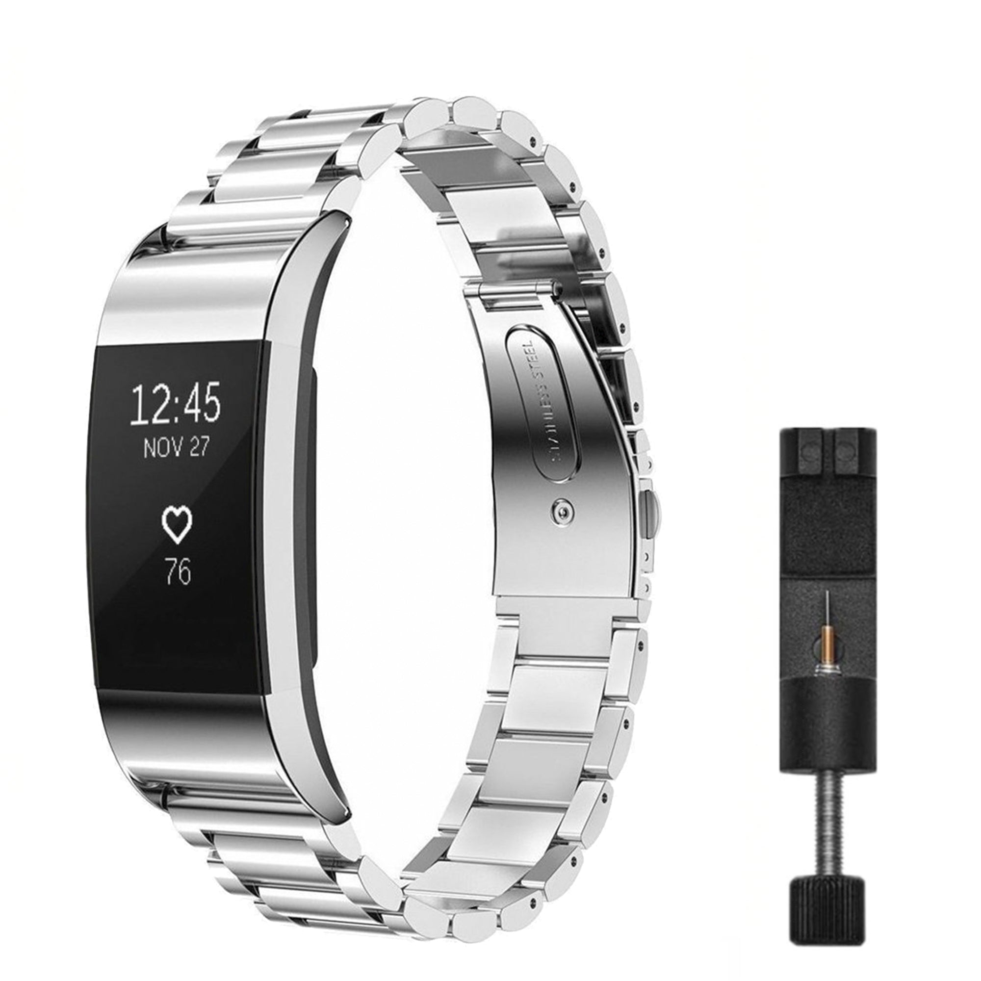 Fitbit charge 2 link band - silver