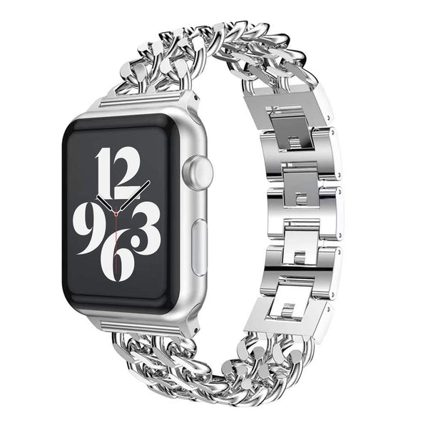 Apple Watch dubbel ketting schakel bandje - zilver