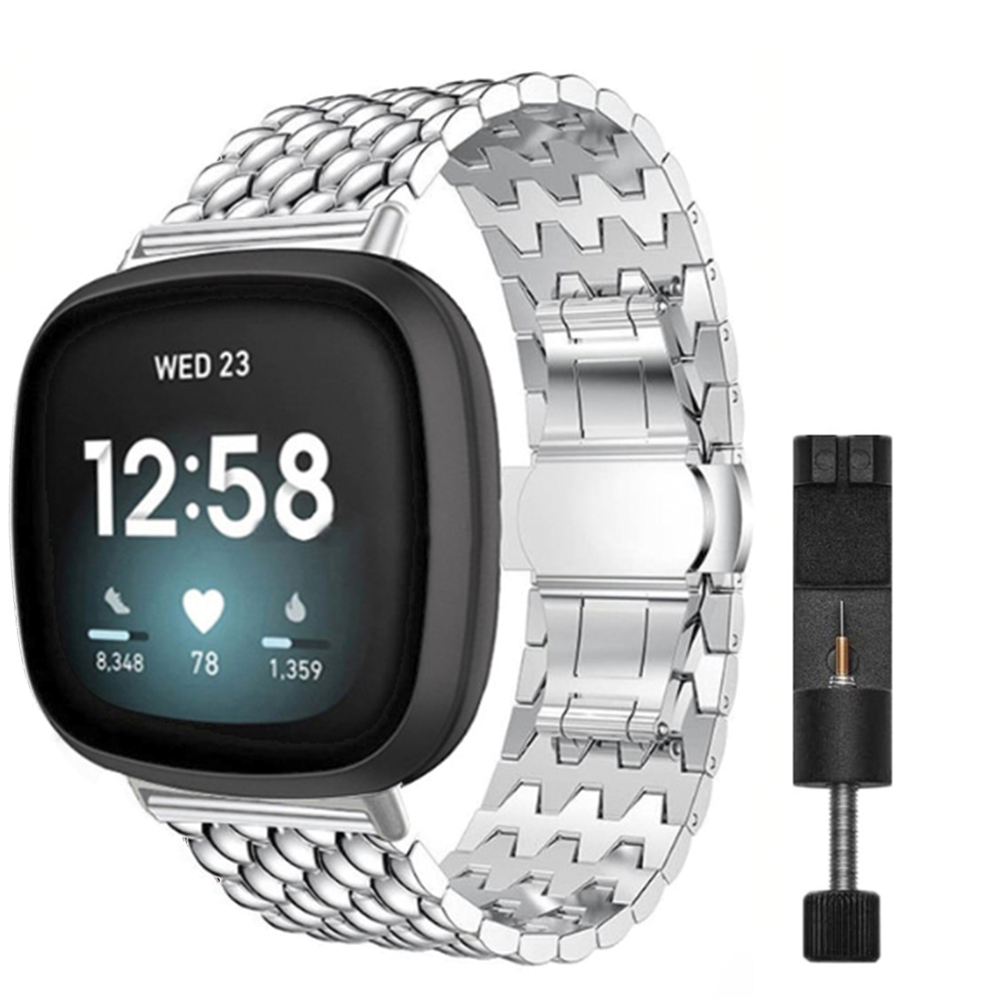 Fitbit Versa 3 / 4 / Sense Drachenarmband – Silber