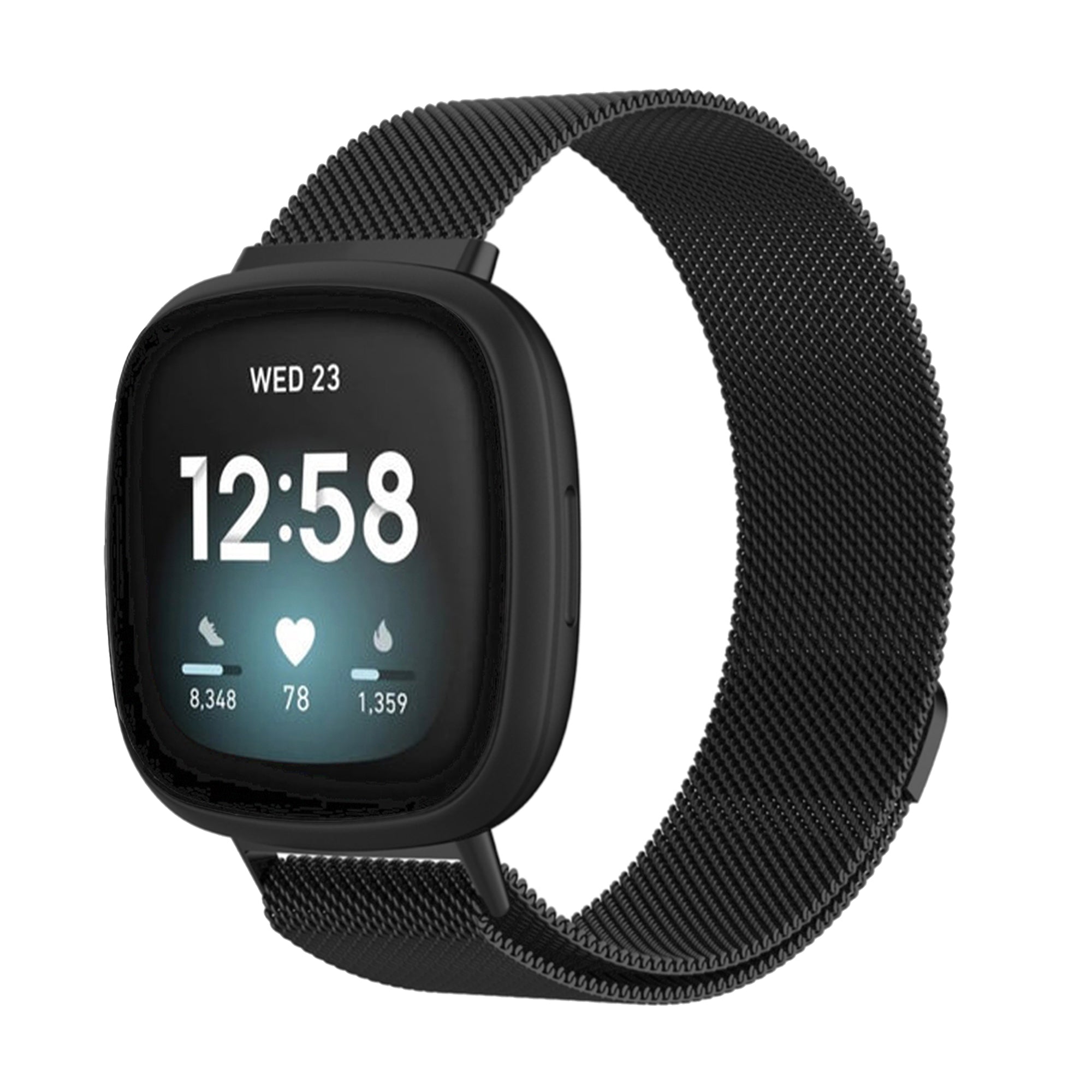 Fitbit Versa 3 / 4 / Sense Milanaise-Armband – Schwarz