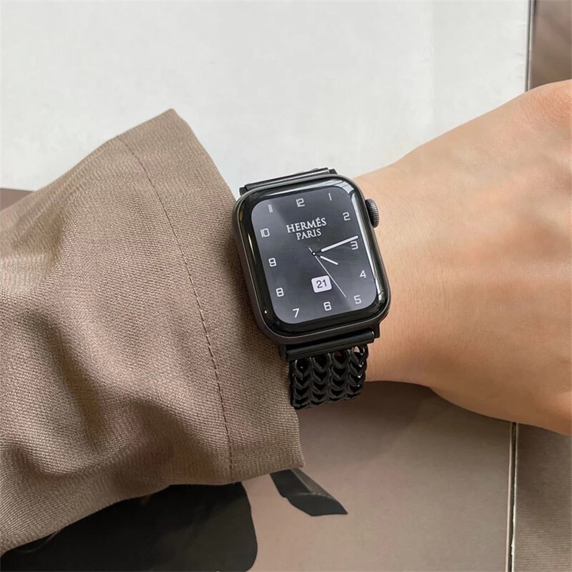 Apple Watch Fischgrätenarmband – Schwarz