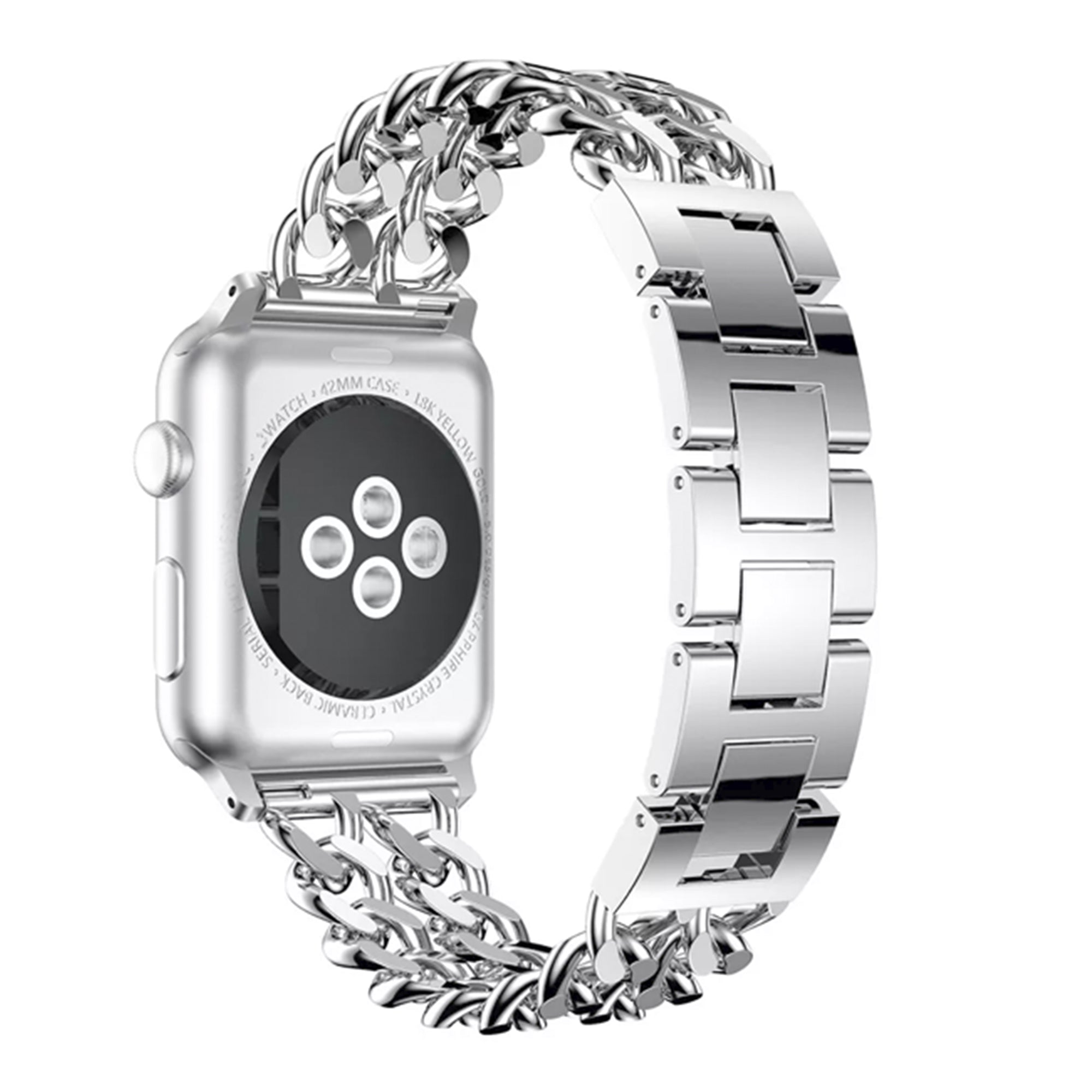 Apple Watch dubbel ketting schakel bandje - zilver